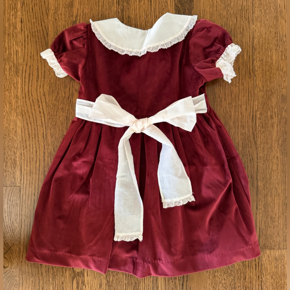 Sal & Pimenta Holiday Burgundy Velvet Dress with Ivory Accents 4T - Picture 3 of 3
